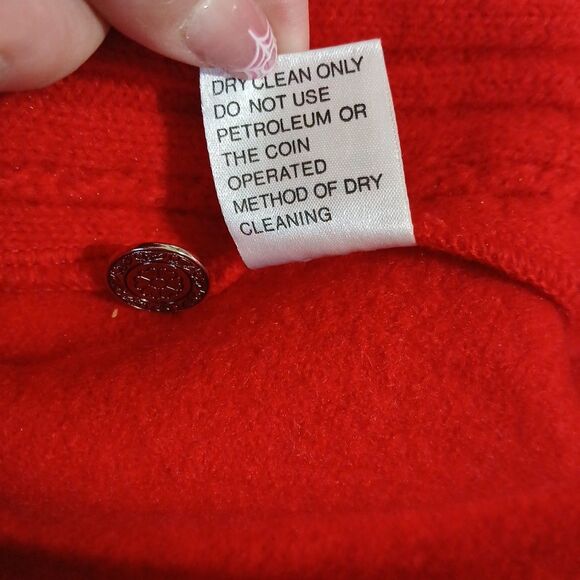 Boos Austrian Original New Wool Cardigan Coin Detail Buttons 44 M Red Vintage - Picture 7 of 12